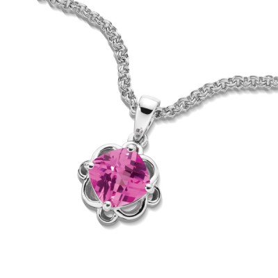Sterling Silver Pink Sapphire Necklace